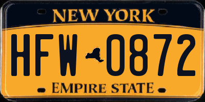 NY license plate HFW0872
