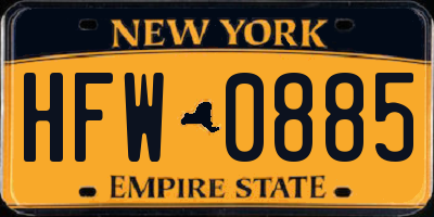 NY license plate HFW0885