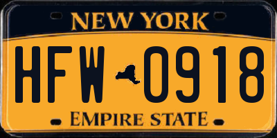 NY license plate HFW0918
