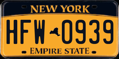 NY license plate HFW0939