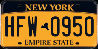 NY license plate HFW0950