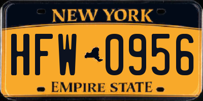 NY license plate HFW0956