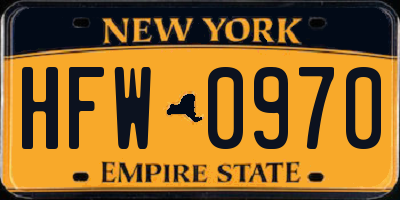 NY license plate HFW0970