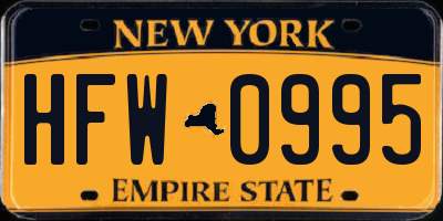 NY license plate HFW0995