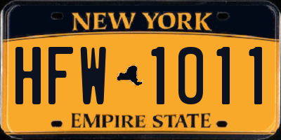 NY license plate HFW1011