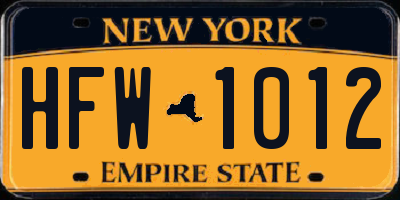 NY license plate HFW1012