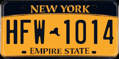 NY license plate HFW1014