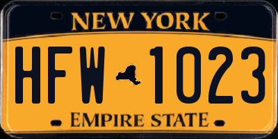 NY license plate HFW1023