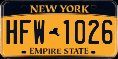 NY license plate HFW1026