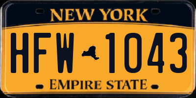 NY license plate HFW1043