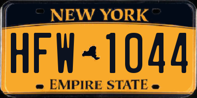 NY license plate HFW1044