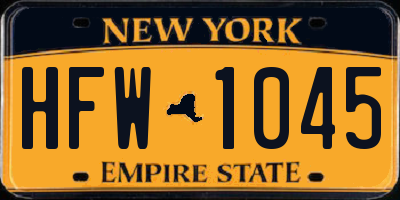 NY license plate HFW1045