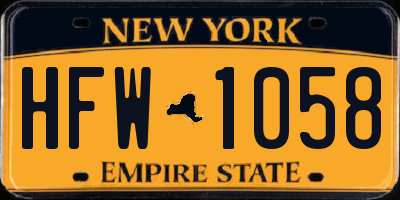 NY license plate HFW1058