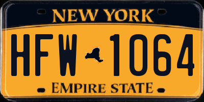 NY license plate HFW1064