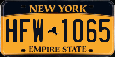 NY license plate HFW1065