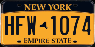 NY license plate HFW1074