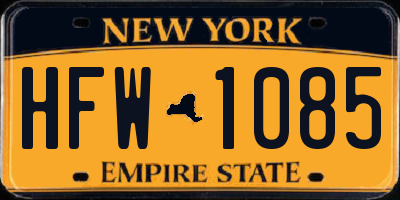 NY license plate HFW1085