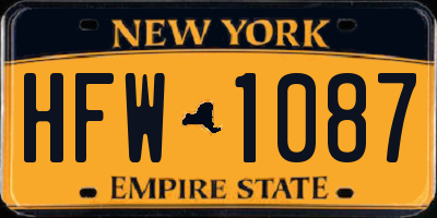 NY license plate HFW1087
