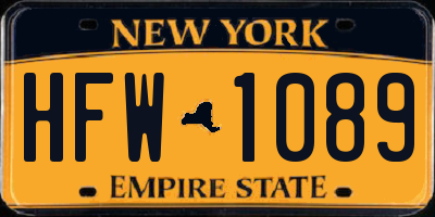 NY license plate HFW1089