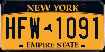NY license plate HFW1091