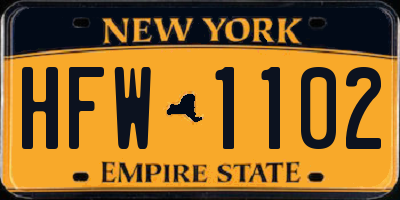 NY license plate HFW1102