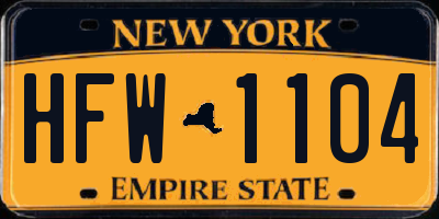 NY license plate HFW1104