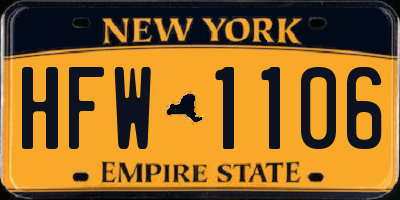 NY license plate HFW1106