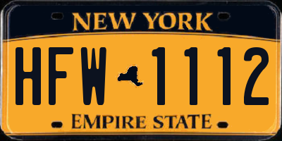 NY license plate HFW1112