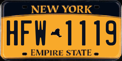 NY license plate HFW1119