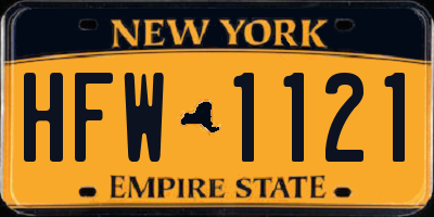 NY license plate HFW1121