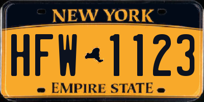 NY license plate HFW1123