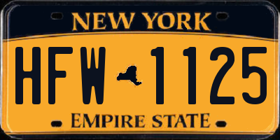 NY license plate HFW1125