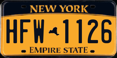 NY license plate HFW1126