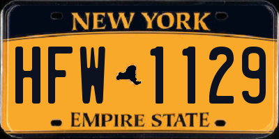 NY license plate HFW1129