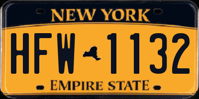 NY license plate HFW1132