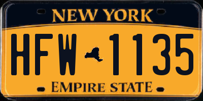 NY license plate HFW1135