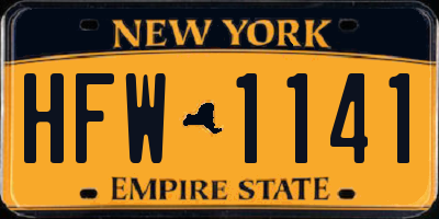 NY license plate HFW1141