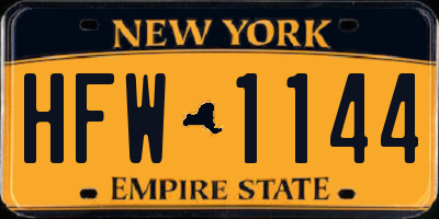 NY license plate HFW1144