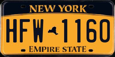 NY license plate HFW1160