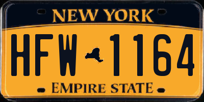 NY license plate HFW1164