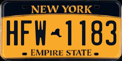 NY license plate HFW1183