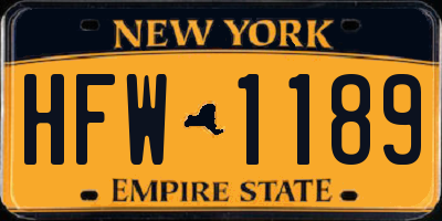 NY license plate HFW1189