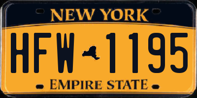 NY license plate HFW1195