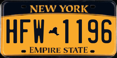 NY license plate HFW1196