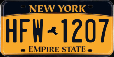 NY license plate HFW1207
