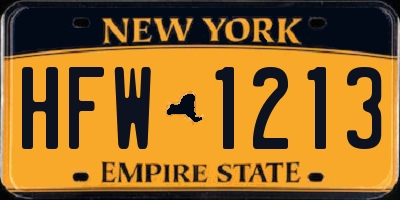 NY license plate HFW1213