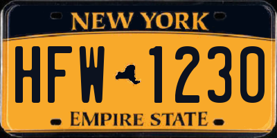 NY license plate HFW1230