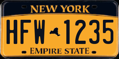 NY license plate HFW1235