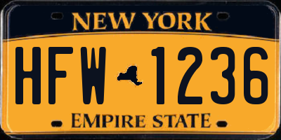 NY license plate HFW1236