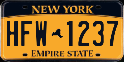 NY license plate HFW1237